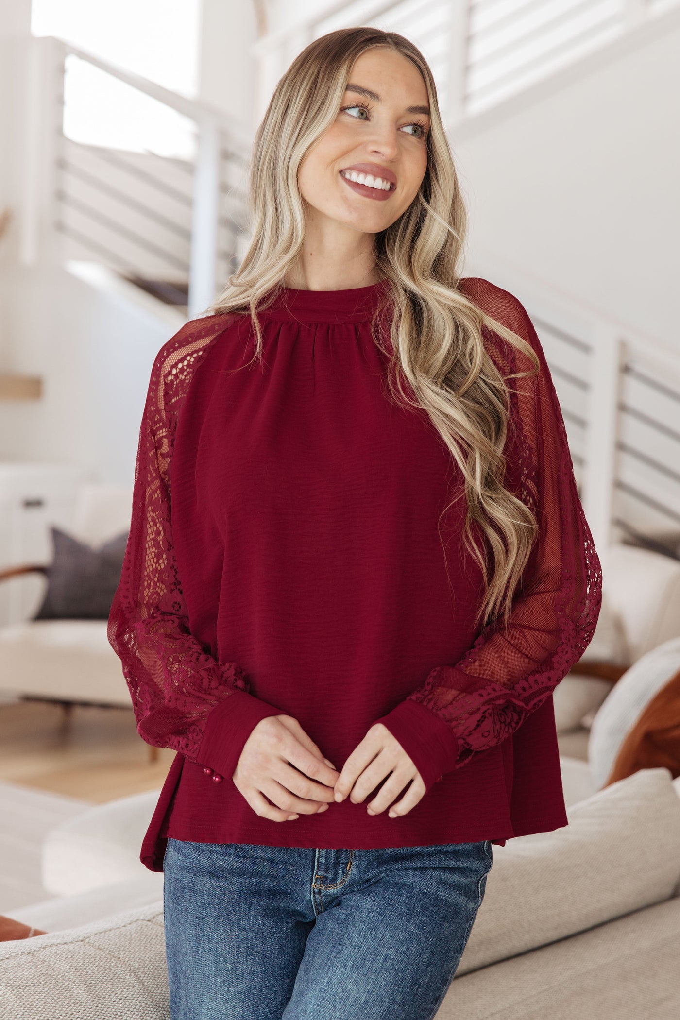 Lace on My Sleeves Blouse|Corner Stone Spa Boutique-Womens- Corner Stone Spa and Salon Boutique in Stoughton, Wisconsin