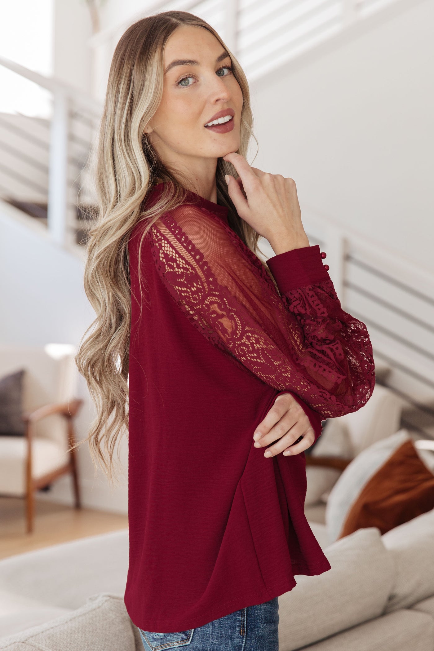 Lace on My Sleeves Blouse|Corner Stone Spa Boutique-Womens- Corner Stone Spa and Salon Boutique in Stoughton, Wisconsin