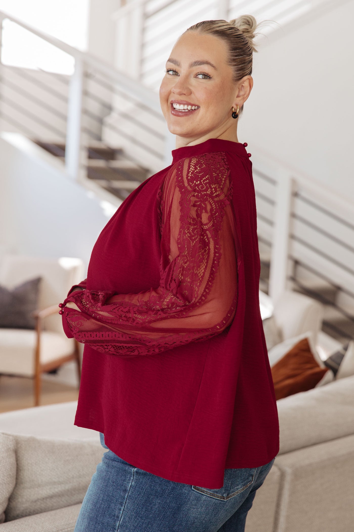 Lace on My Sleeves Blouse|Corner Stone Spa Boutique-Womens- Corner Stone Spa and Salon Boutique in Stoughton, Wisconsin