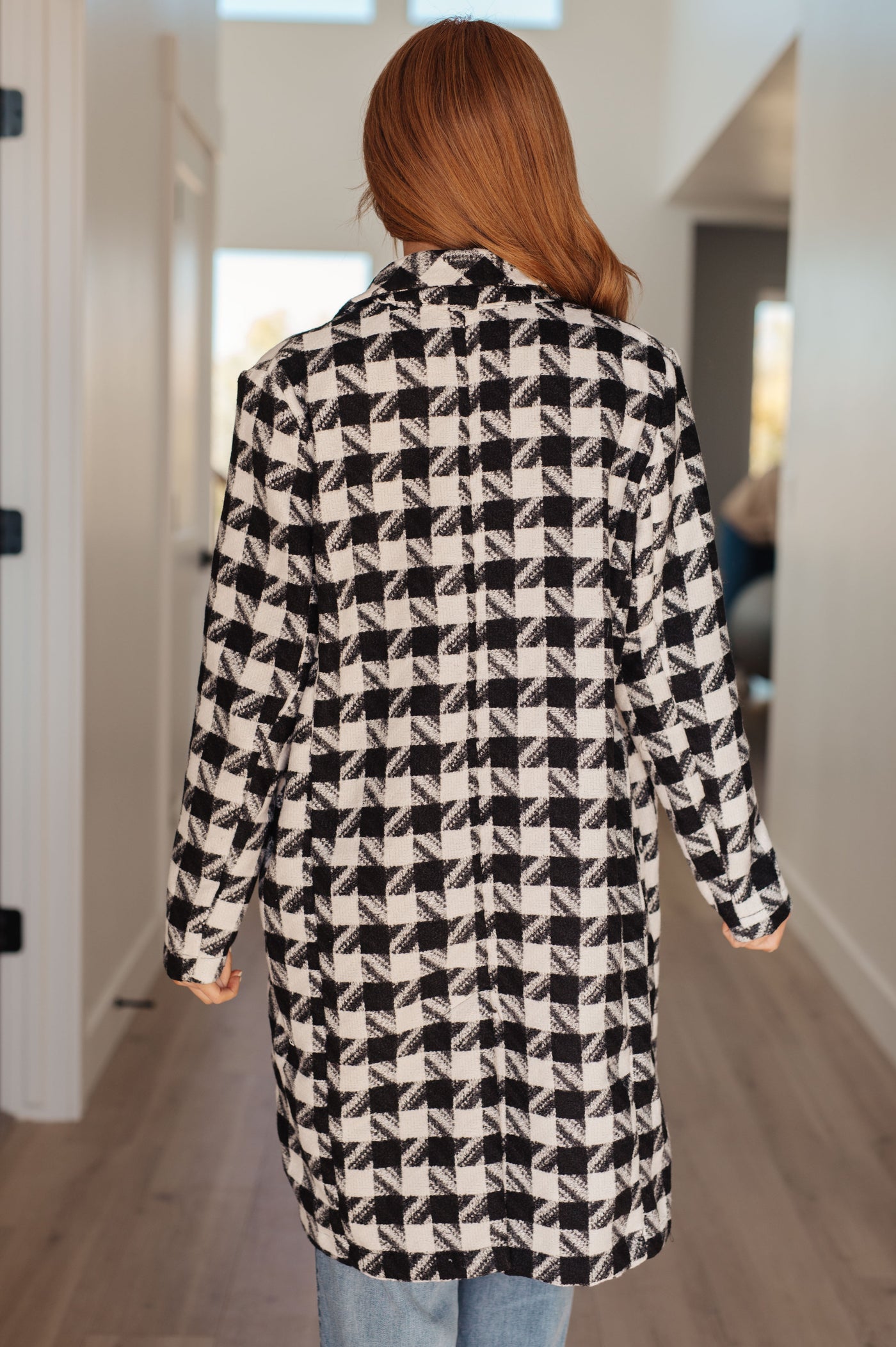 Monochromatic Moment Houndstooth Coat|Corner Stone Spa Boutique-Womens- Corner Stone Spa and Salon Boutique in Stoughton, Wisconsin