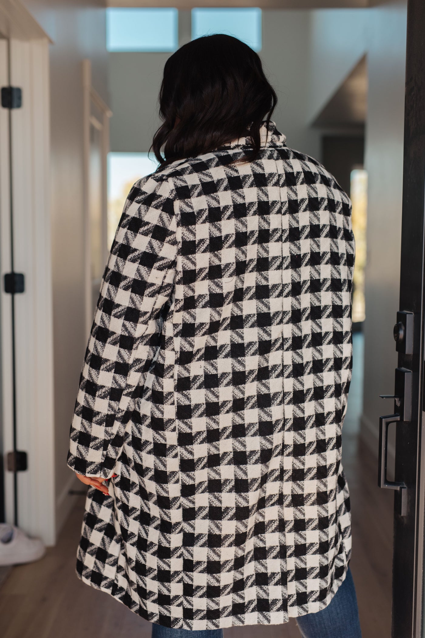 Monochromatic Moment Houndstooth Coat|Corner Stone Spa Boutique-Womens- Corner Stone Spa and Salon Boutique in Stoughton, Wisconsin