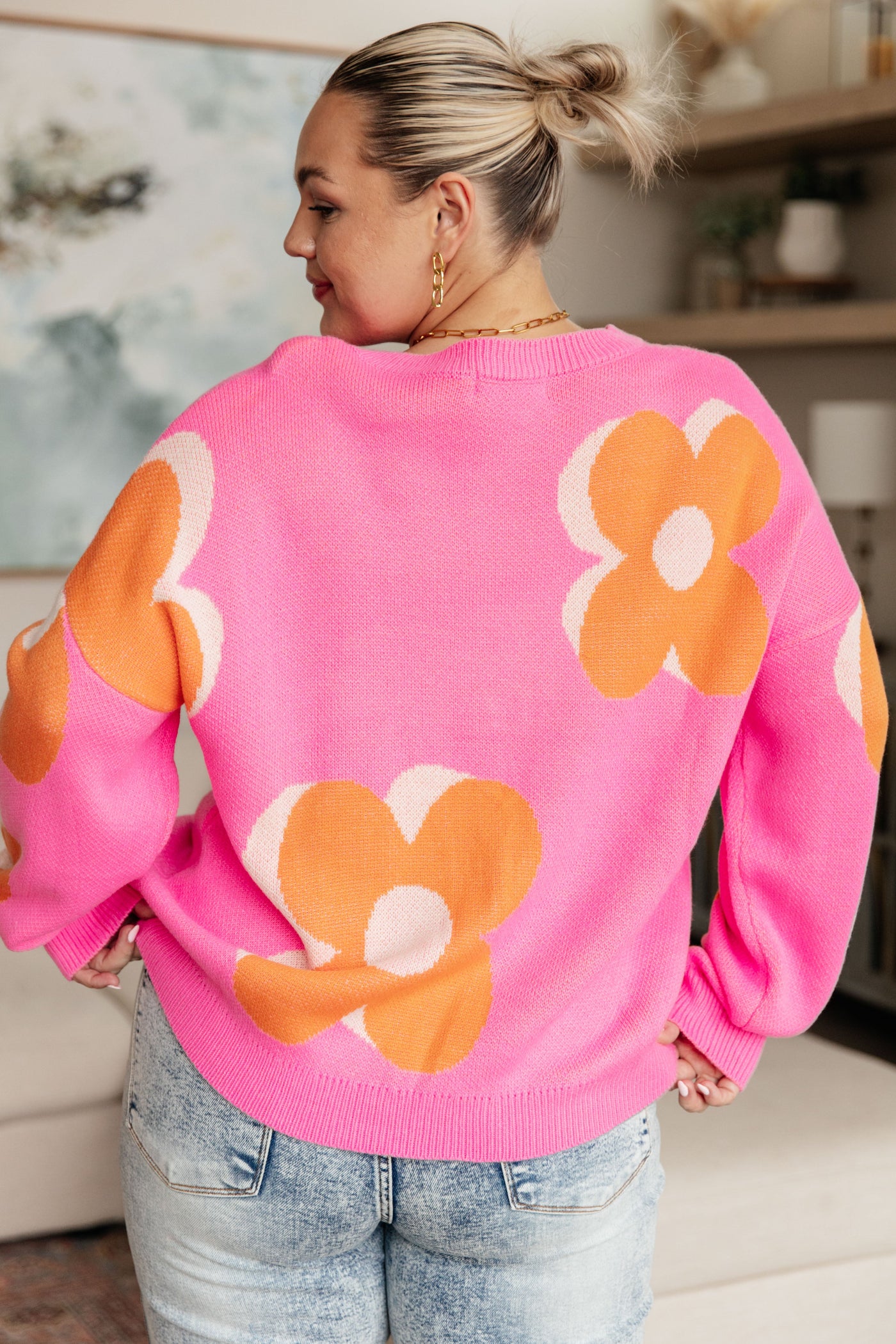 Quietly Bold Mod Floral Sweater|Corner Stone Spa Boutique-Tops- Corner Stone Spa and Salon Boutique in Stoughton, Wisconsin