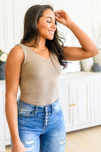 The Basics Reversible Longline Tank in Light Mocha|Corner Stone Spa Boutique-Womens- Corner Stone Spa and Salon Boutique in Stoughton, Wisconsin