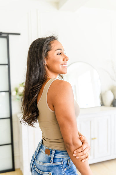 The Basics Reversible Longline Tank in Light Mocha|Corner Stone Spa Boutique-Womens- Corner Stone Spa and Salon Boutique in Stoughton, Wisconsin