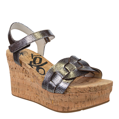 OTBT - CHARLESTON in SILVER Wedge Sandals-WOMEN FOOTWEAR- Corner Stone Spa and Salon Boutique in Stoughton, Wisconsin