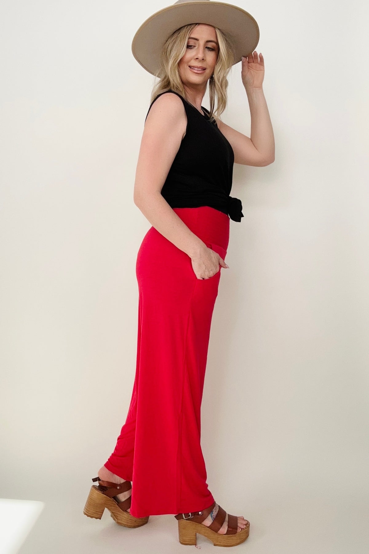 Zenana Smocked Waistband Wide Leg Pants-Pants- Corner Stone Spa and Salon Boutique in Stoughton, Wisconsin